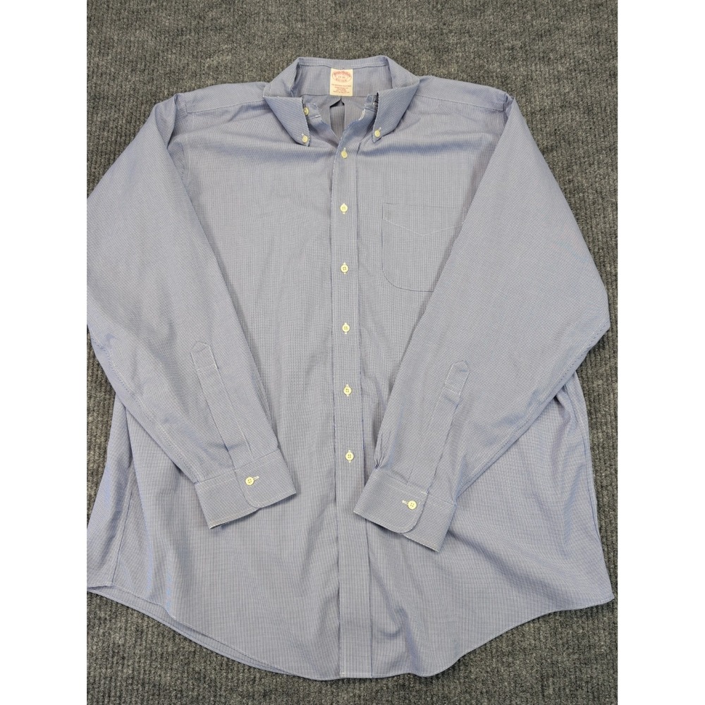 BROOKS BROTHERS Men's Dress Shirt 17-35 Blue Long Sleeve (Some flaws)